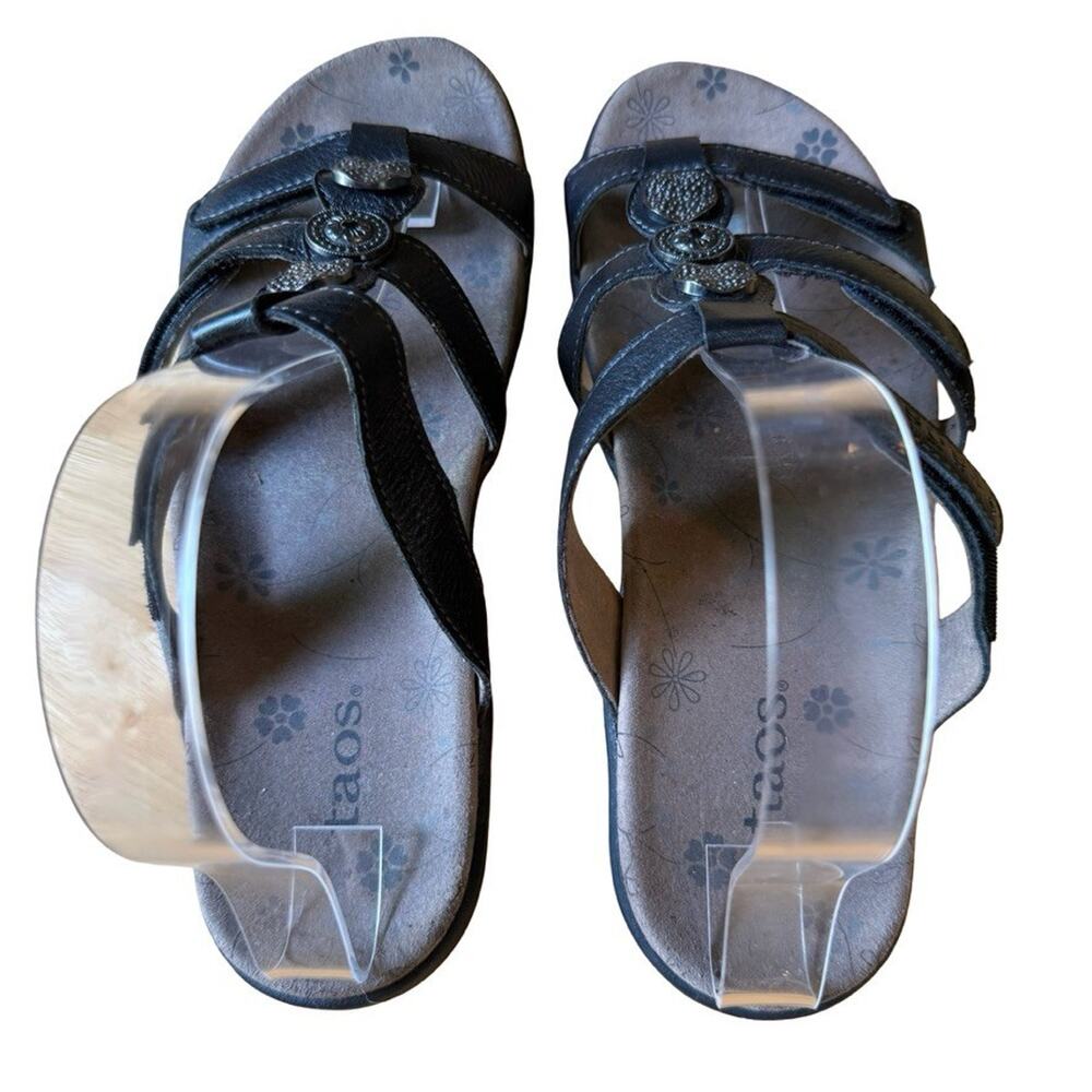 Taos Prize 4 Slide Sandals Slip On Slides Black Leather Comfort Shoes Summer 7 - Picture 8 of 16